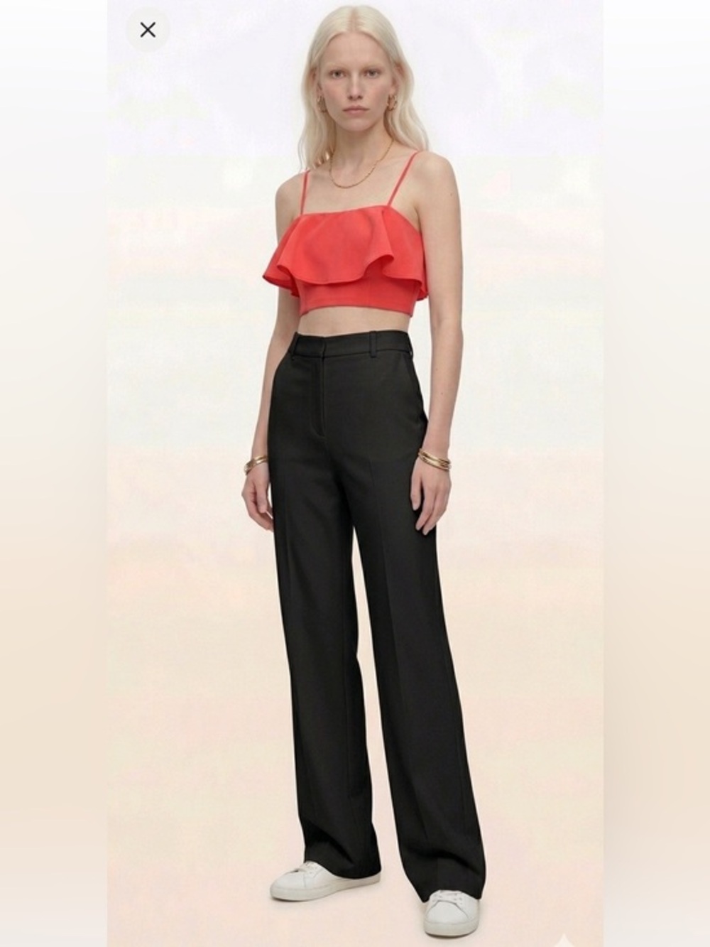 New Coral Ruffle Crop Top